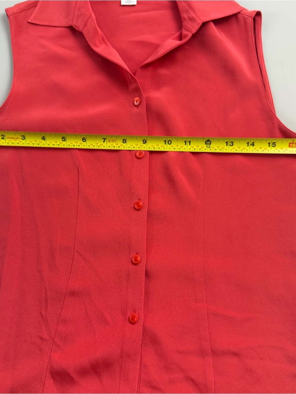 vtg Y2K Petite Sophisticate 100% Silk Sleeveless Button Front Blouse Coral Red 2 - Picture 3 of 8